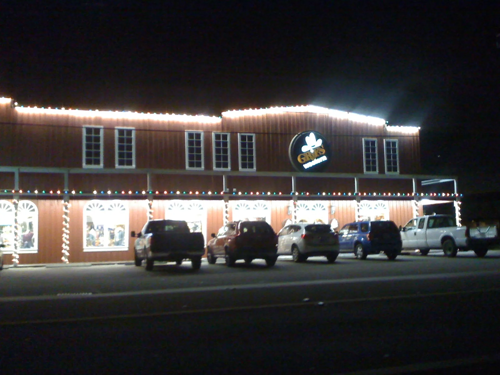 Grif's Western, a Western-wear store on Davie Road just south of Griffin Road, lit for the holidays.