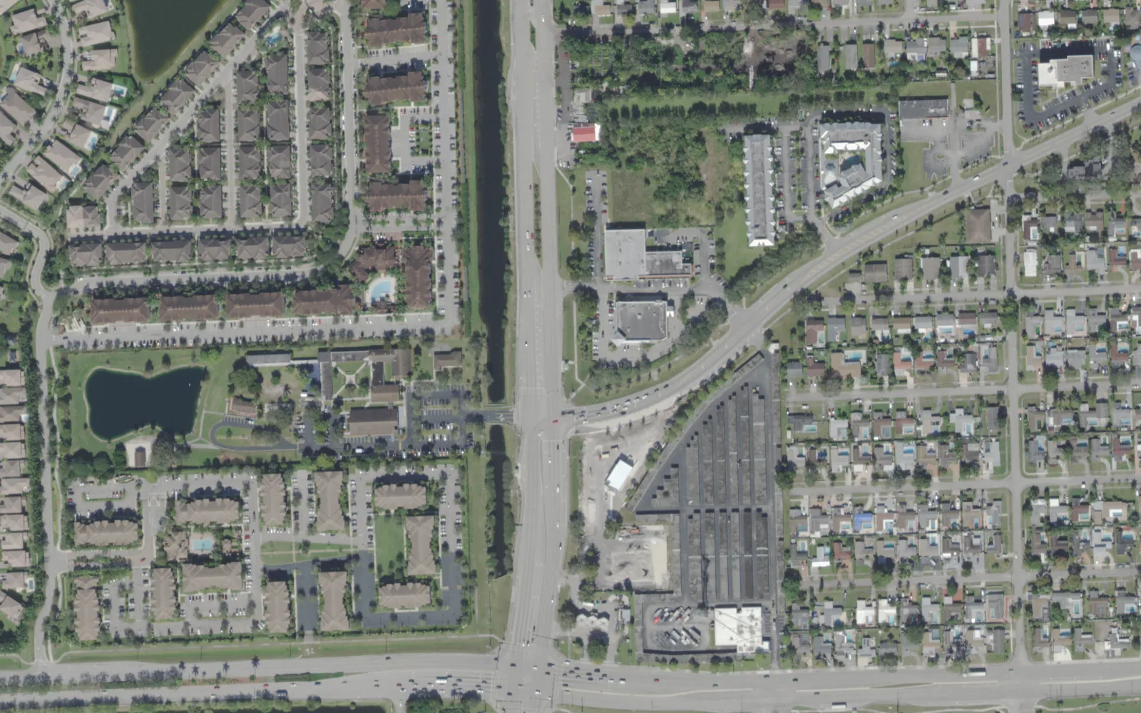 The area around North University Drive in southeast Davie, where the Charter School of Excellence has its campus, seen from the air