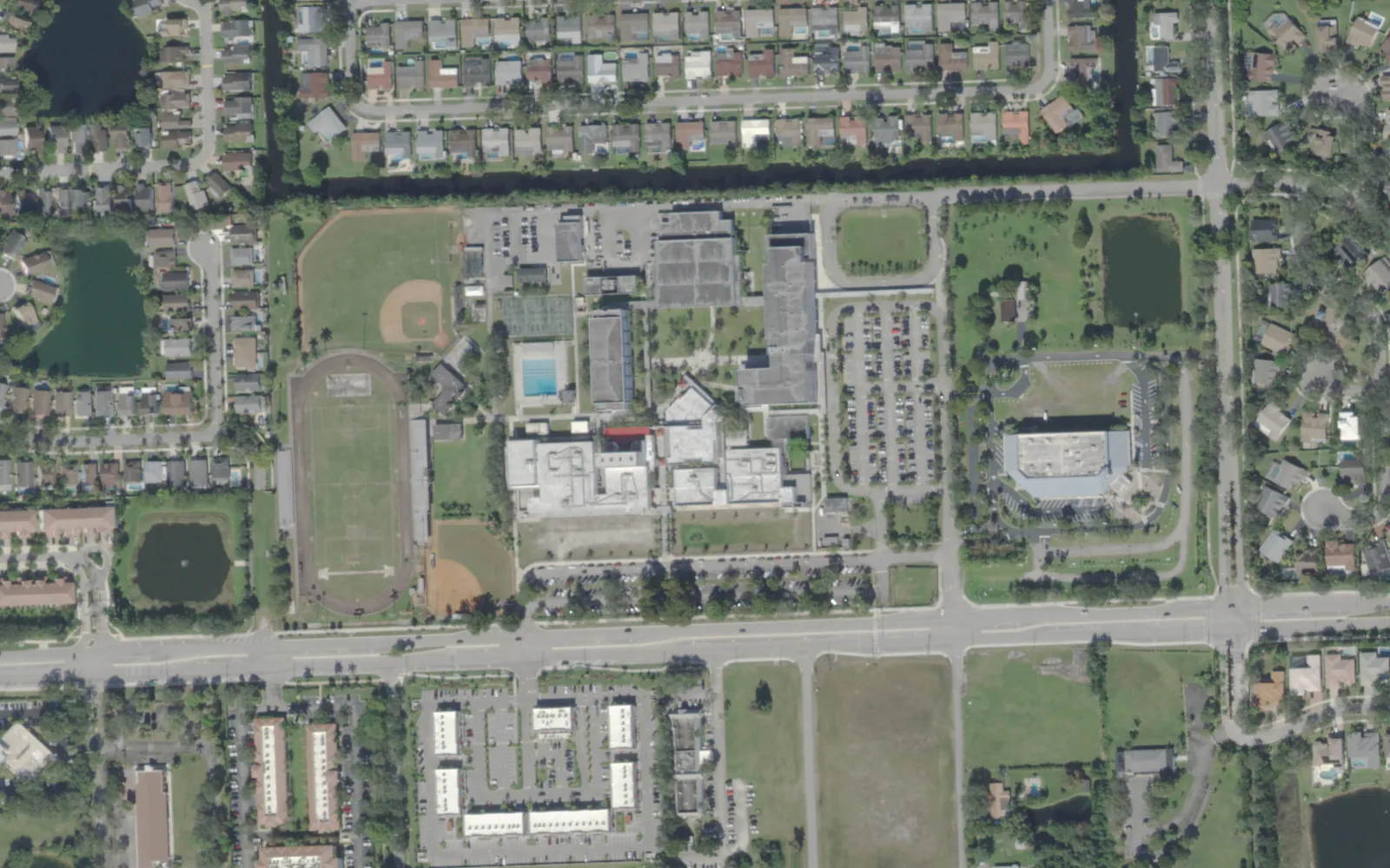 Cooper City High School's campus on Stirling Road in Cooper City, seen from the air