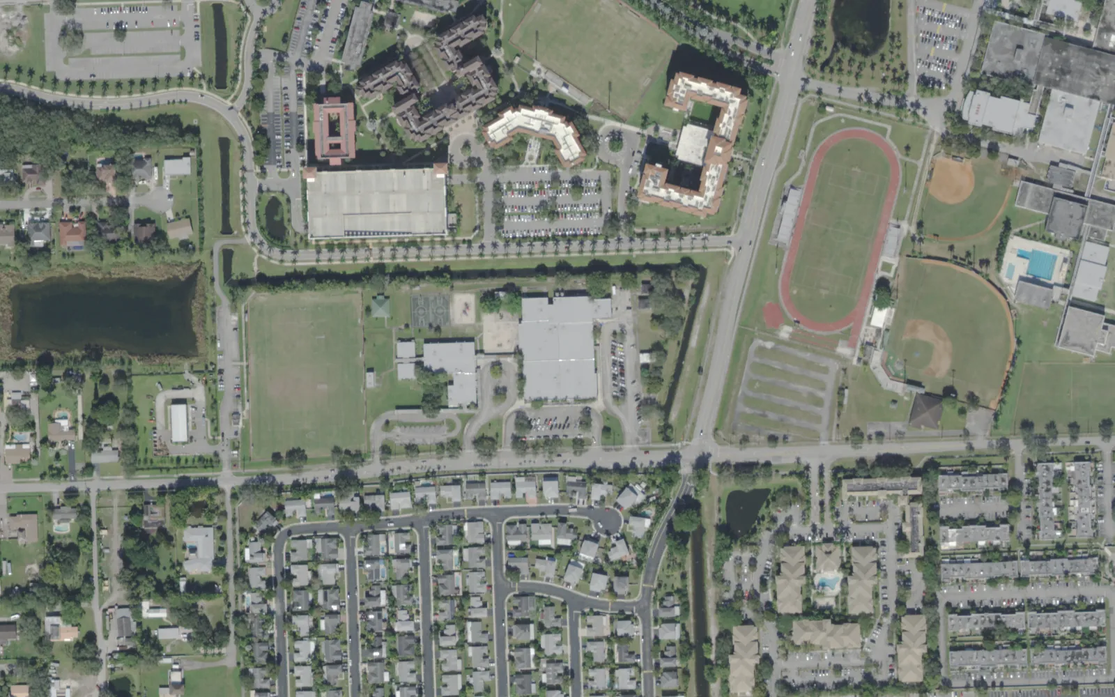 Davie Elementary School's campus on SW 39th Street in Davie, seen from the air