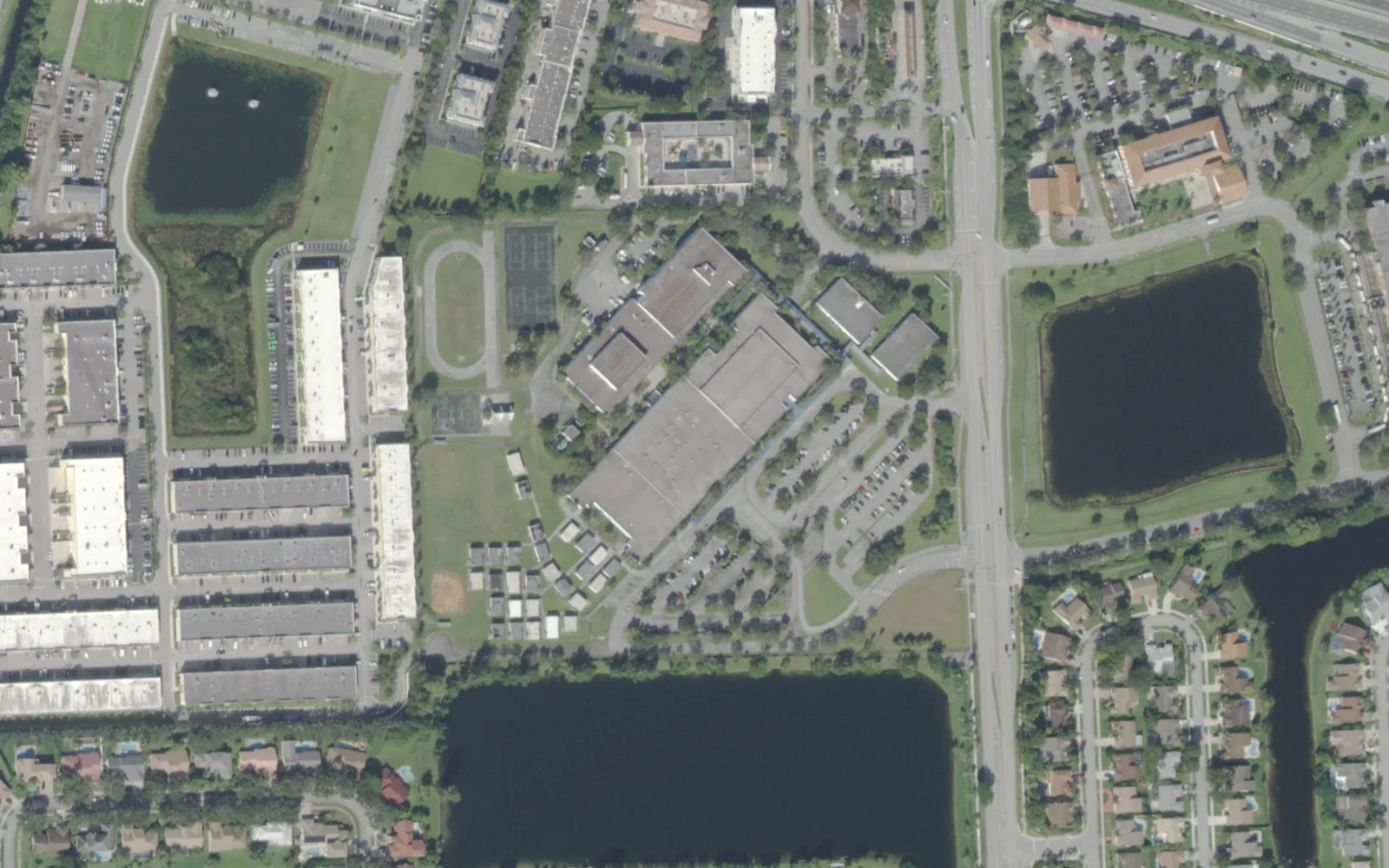 Indian Ridge Middle School's campus on Nob Hill Road in Davie, seen from the air