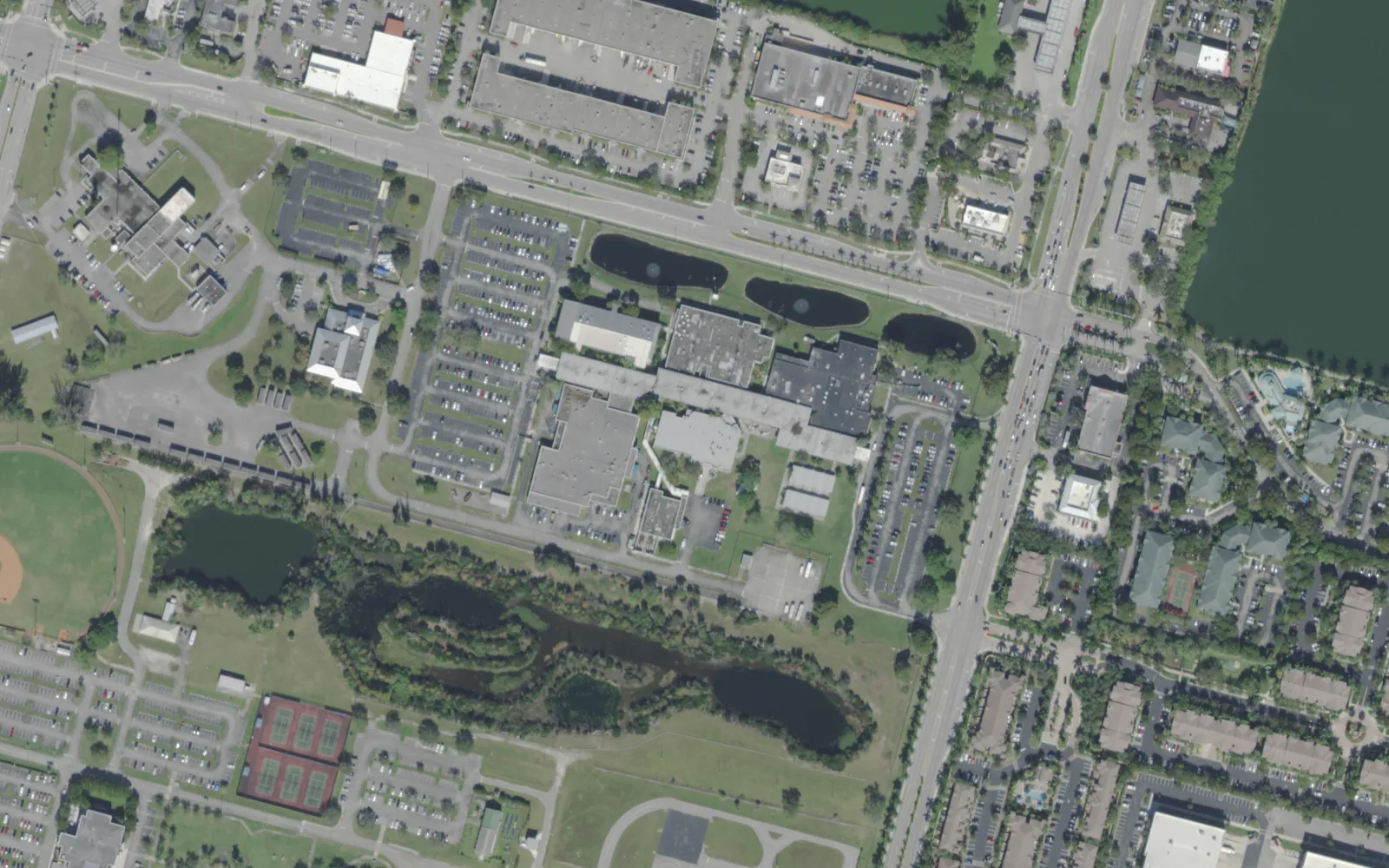 The McFatter Technical College and Technical High School campus on Nova Drive in Davie, seen from the air