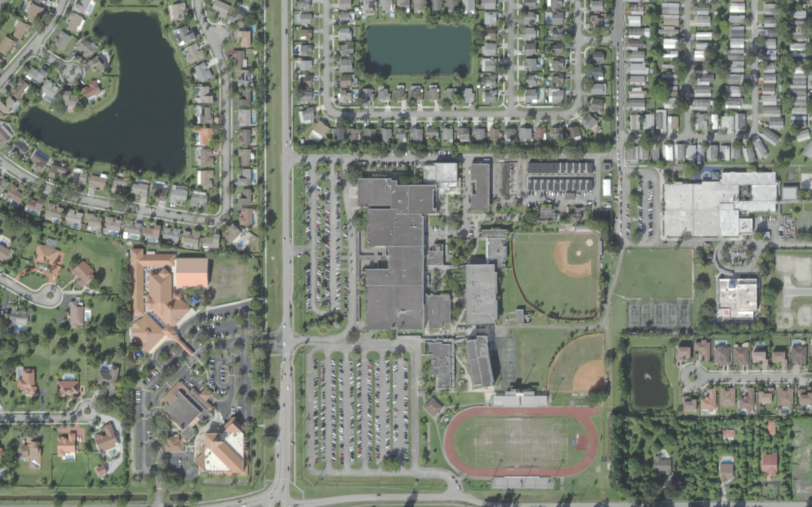 Western High School's campus on SW 136th Avenue in Davie, seen from the air