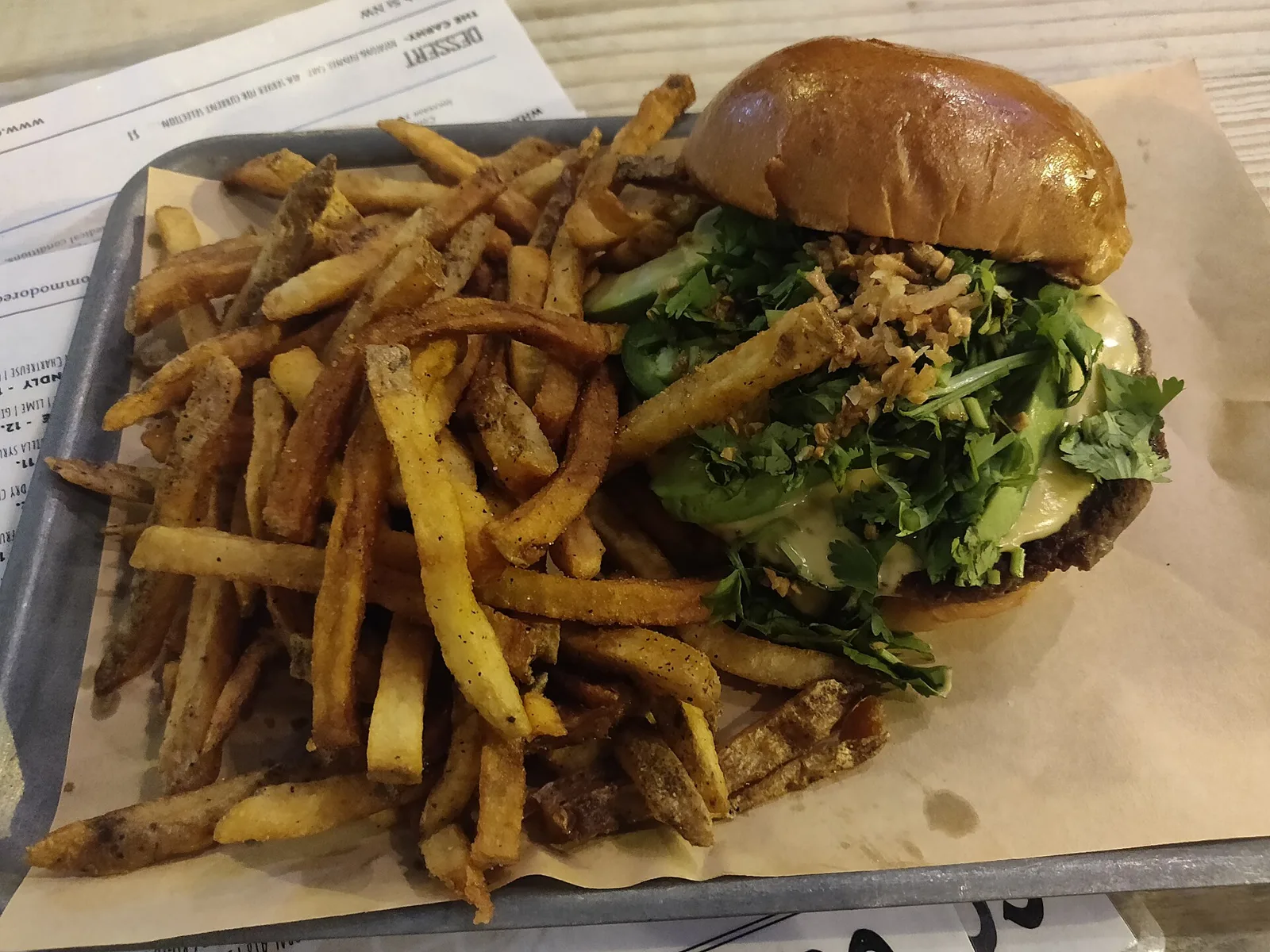 A cheeseburger and fries. The photo was not taken at a Davie restaurant.